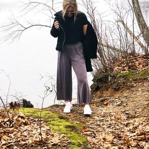 Plum washed wide legged pants